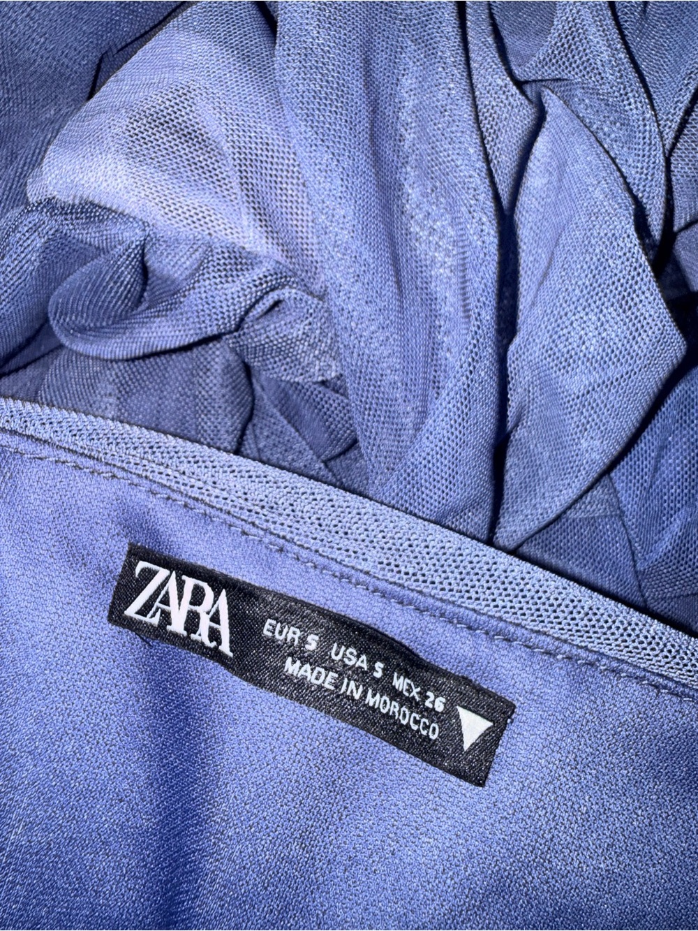 168. Zara strapless dress in blue with vertical ruching, size S - Picture 5 of 5